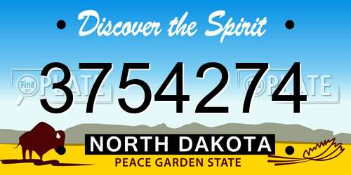 3754274 North Dakota License Plate