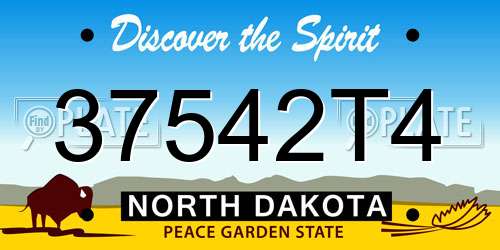 37542T4 North Dakota License Plate