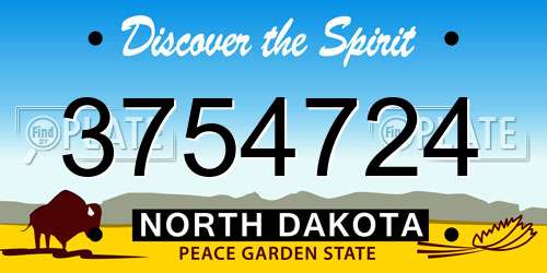 3754724 North Dakota License Plate