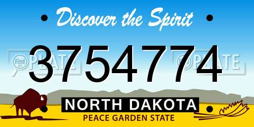 3754774 North Dakota License Plate