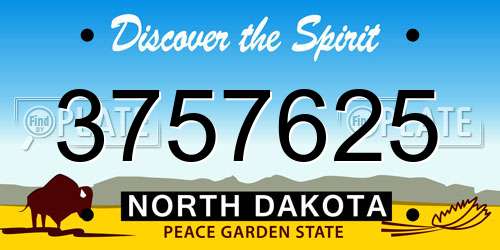 3757625 North Dakota License Plate