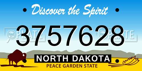 3757628 North Dakota License Plate