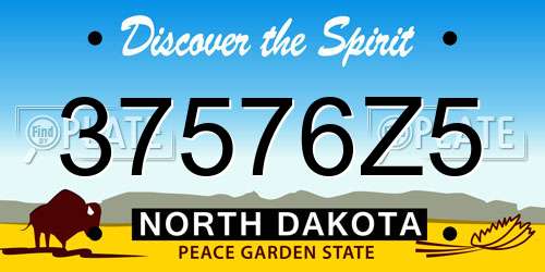 37576Z5 North Dakota License Plate