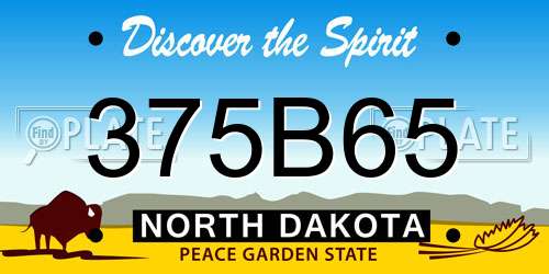 375B65 North Dakota License Plate