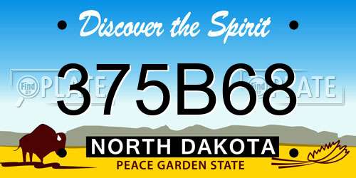 375B68 North Dakota License Plate