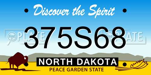 375S68 North Dakota License Plate