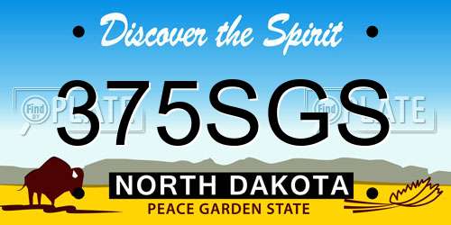 375SGS North Dakota License Plate