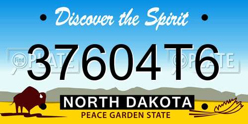 37604T6 North Dakota License Plate