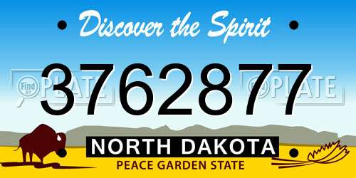 3762877 North Dakota License Plate