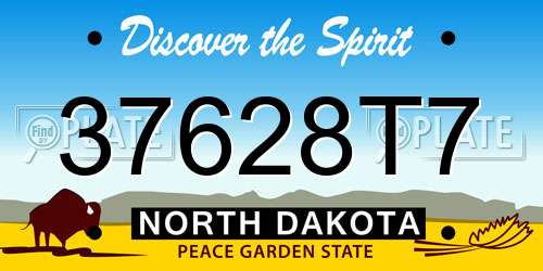 37628T7 North Dakota License Plate