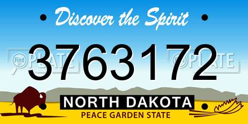 3763172 North Dakota License Plate