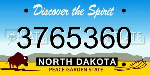 3765360 North Dakota License Plate