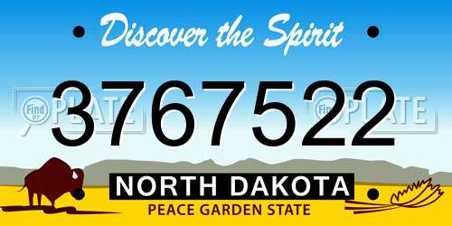 3767522 North Dakota License Plate