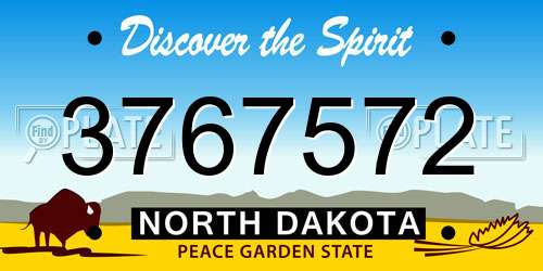 3767572 North Dakota License Plate