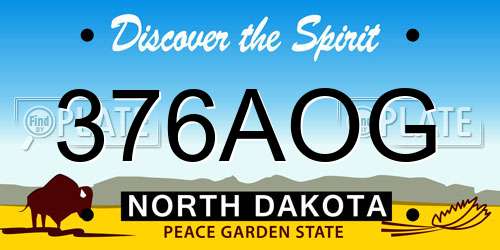376AOG North Dakota License Plate