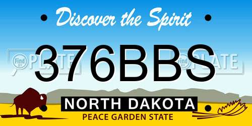 376BBS North Dakota License Plate
