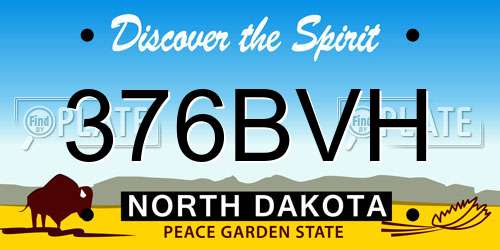 376BVH North Dakota License Plate