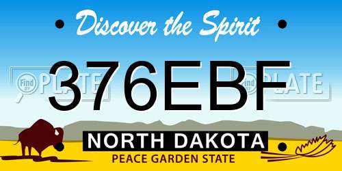 376EBF North Dakota License Plate