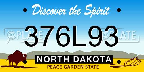 376L93 North Dakota License Plate