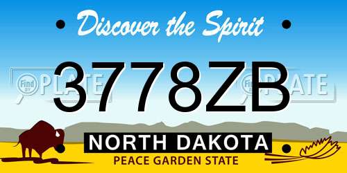 3778ZB North Dakota License Plate
