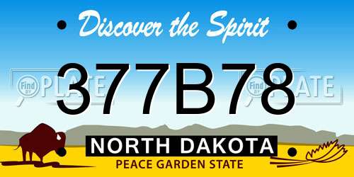 377B78 North Dakota License Plate