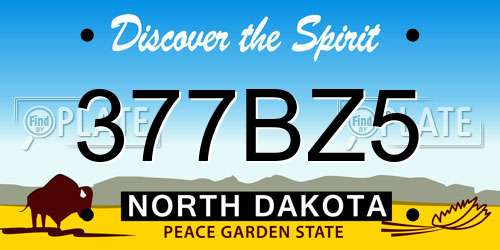 377BZ5 North Dakota License Plate