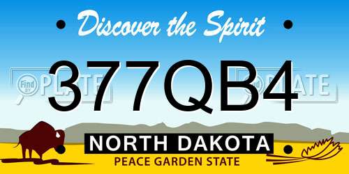 377QB4 North Dakota License Plate