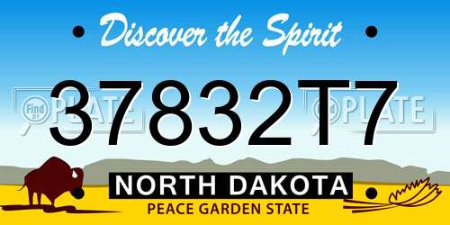 37832T7 North Dakota License Plate