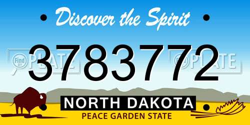 3783772 North Dakota License Plate