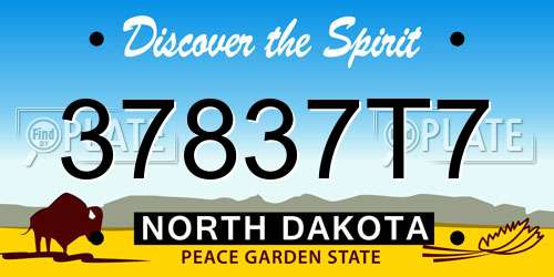37837T7 North Dakota License Plate