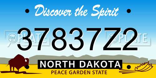 37837Z2 North Dakota License Plate