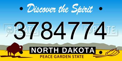 3784774 North Dakota License Plate