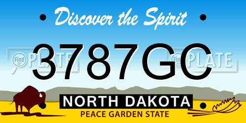 3787GC North Dakota License Plate