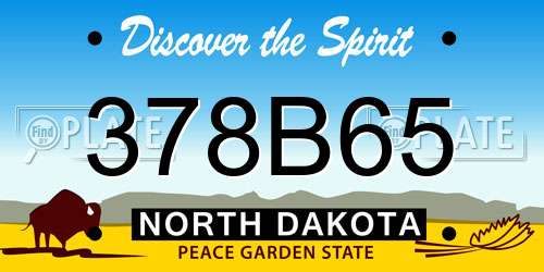 378B65 North Dakota License Plate