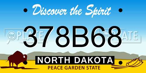 378B68 North Dakota License Plate