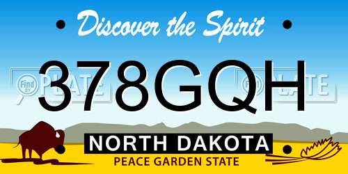 378GQH North Dakota License Plate
