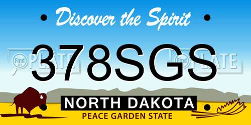 378SGS North Dakota License Plate
