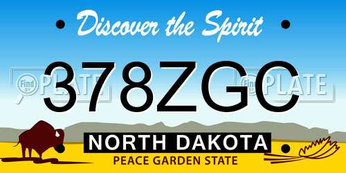 378ZGC North Dakota License Plate