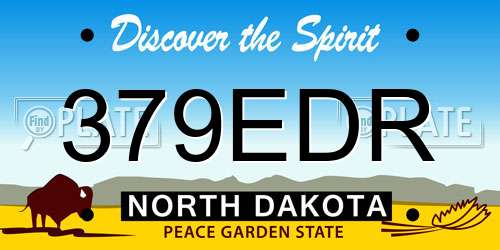 379EDR North Dakota License Plate