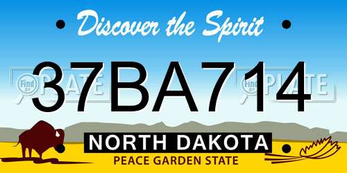 37BA714 North Dakota License Plate