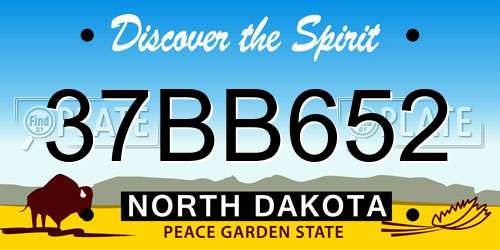 37BB652 North Dakota License Plate