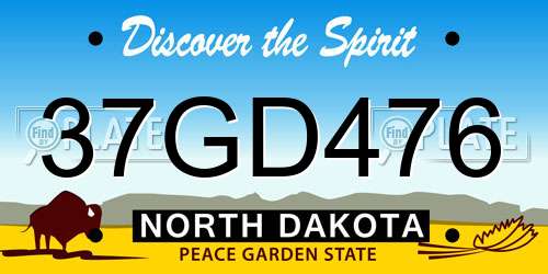 37GD476 North Dakota License Plate