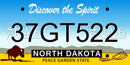 37GT522 North Dakota License Plate