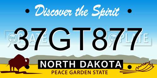 37GT877 North Dakota License Plate