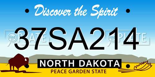 37SA214 North Dakota License Plate