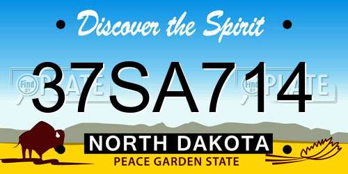 37SA714 North Dakota License Plate