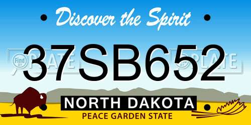 37SB652 North Dakota License Plate