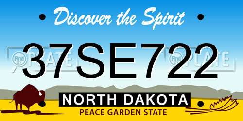 37SE722 North Dakota License Plate