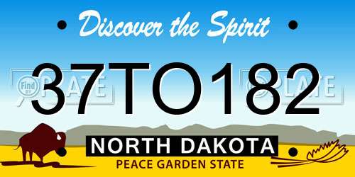 37TO182 North Dakota License Plate