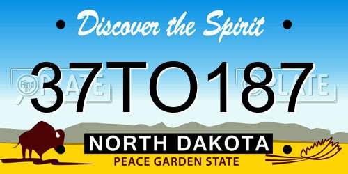 37TO187 North Dakota License Plate